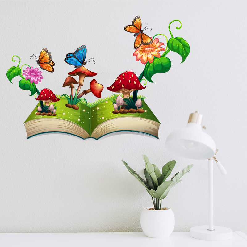 Αυτοκόλλητο τοίχου Πεταλούδες με βιβλίο